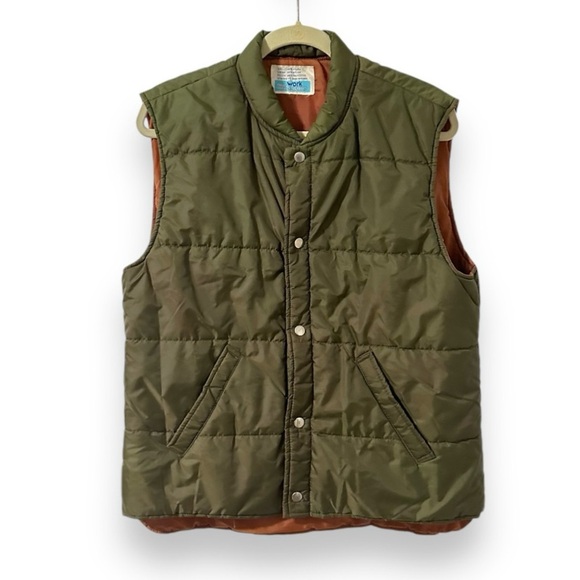 Vintage‎ 70s Sears Work Leisure Olive Green Puffer Vest Women's Size Large - Picture 1 of 13